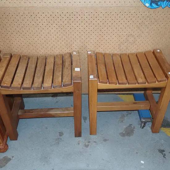2x small rimu stools H460