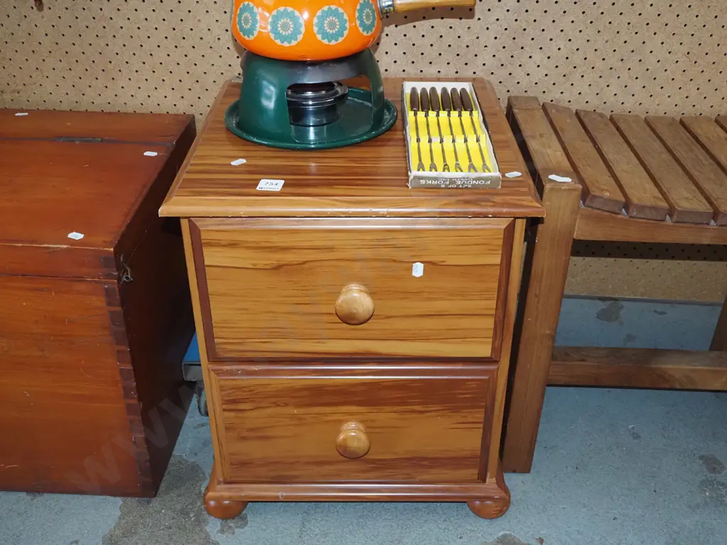 mdf faux wood veneer 2 drawer chest Image 1++