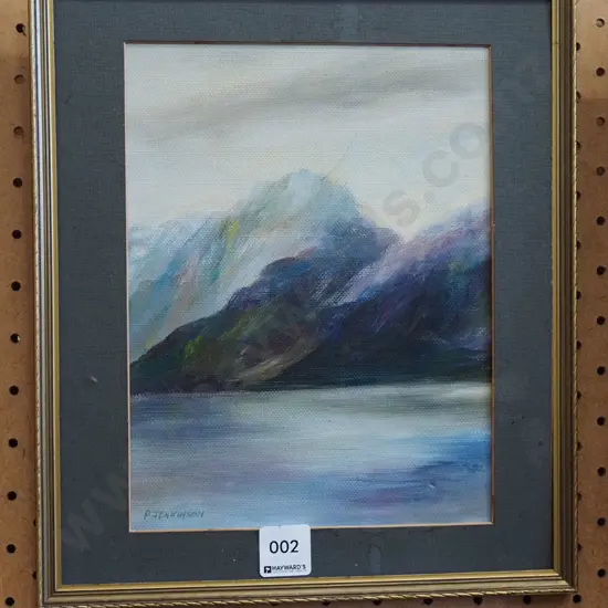 framed acrylic - lake and mountain scene