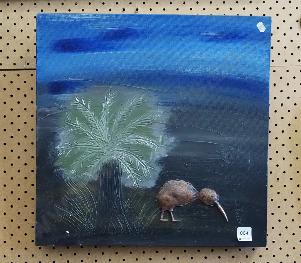 mixed media on canvas - kiwi and tree Image 1++