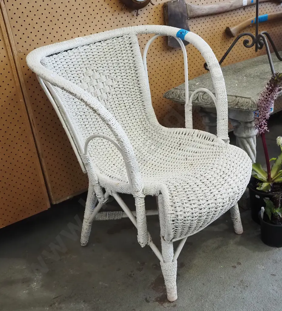 white painted cane patio chair Image 1++