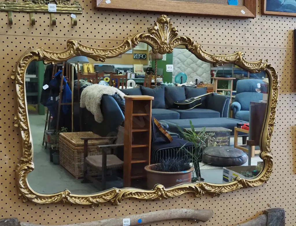 ornate gilt framed mirror H1000 W660 Image 1++