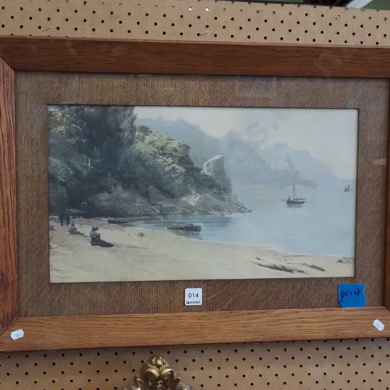 oak framed print - coastal scene