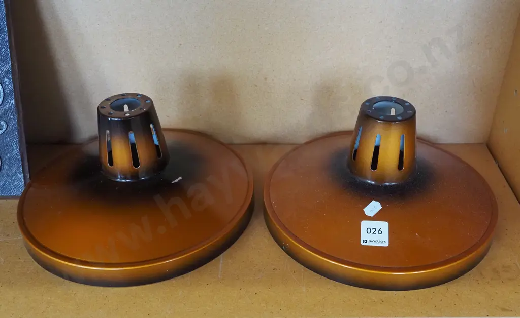 2x retro spun aluminium light shades Diam240 Image 1++