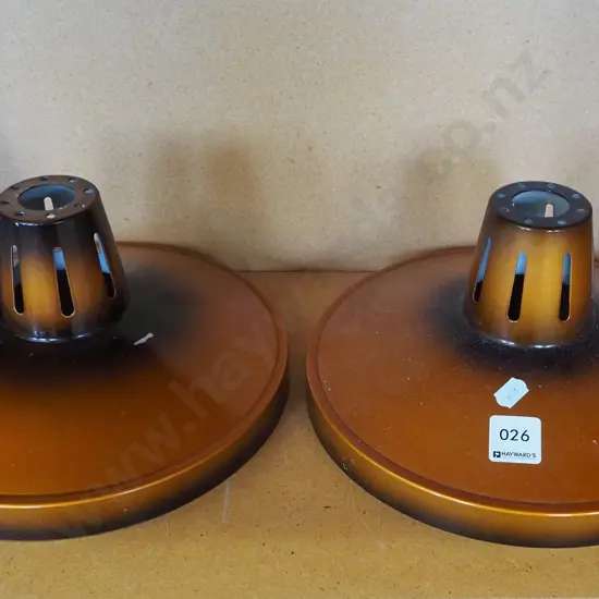 2x retro spun aluminium light shades Diam240