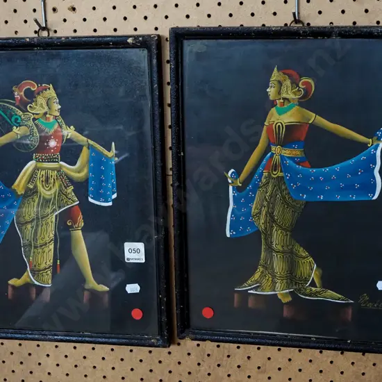 2x Indonesian prints - red dots