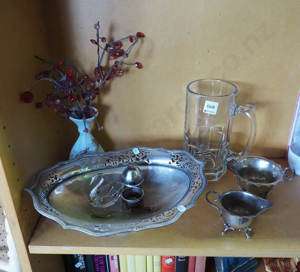 large glass beer stein, plated comport, vase etc Image 1++