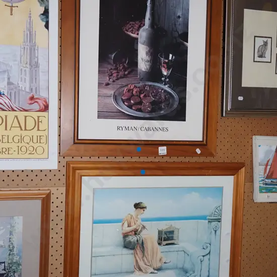 2x framed prints - a song without words, wine and chocolate - blue dots