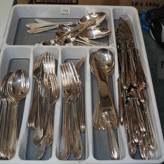 tray of Sheffield plated cutlery