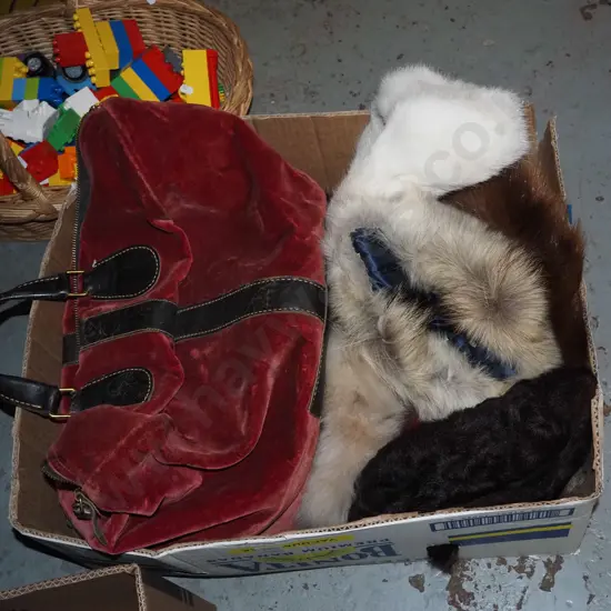 box; fur hats, fabric hold all