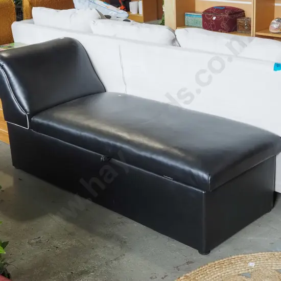 black vinyl storage chaise longue H740 W1700 D590