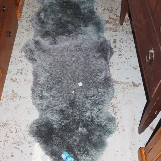 grey dyed 2 piece sheepskin floor runner L1860