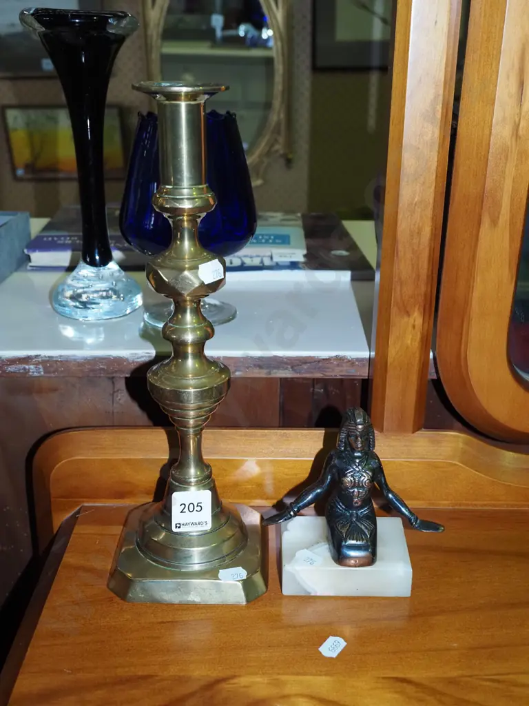 brass candlestick, Egyptian figurine Tallest H305 Image 1++