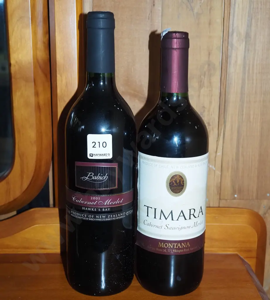 2x bottles of wine; Babich cabernet merlot 2001, Timara cabernet sauvignon merlot  Image 1++