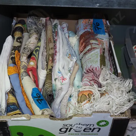 box of tablecloths etc