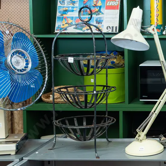 wrought metal 3 basket fruit stand H730