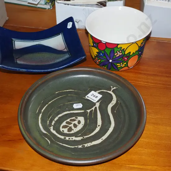 studio pottery bowls, colourful jardiniere