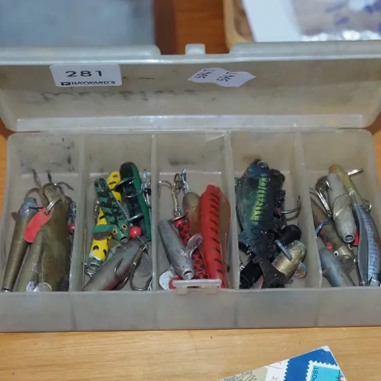 plastic organiser and fishing lures