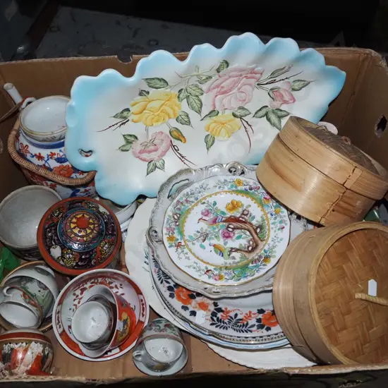 box; plates, bowls, bamboo steamers etc