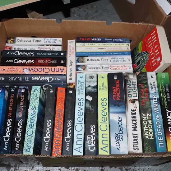 box; various books