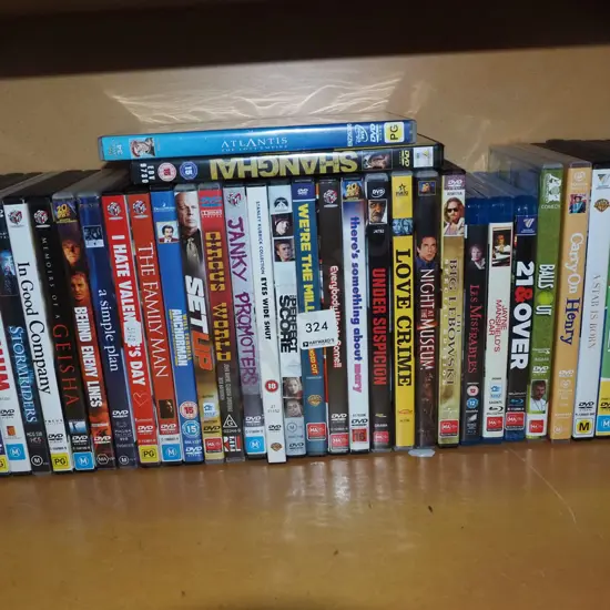 shelf of DVDs