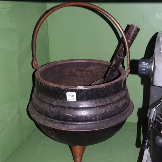 metal cauldron themed coal scuttle