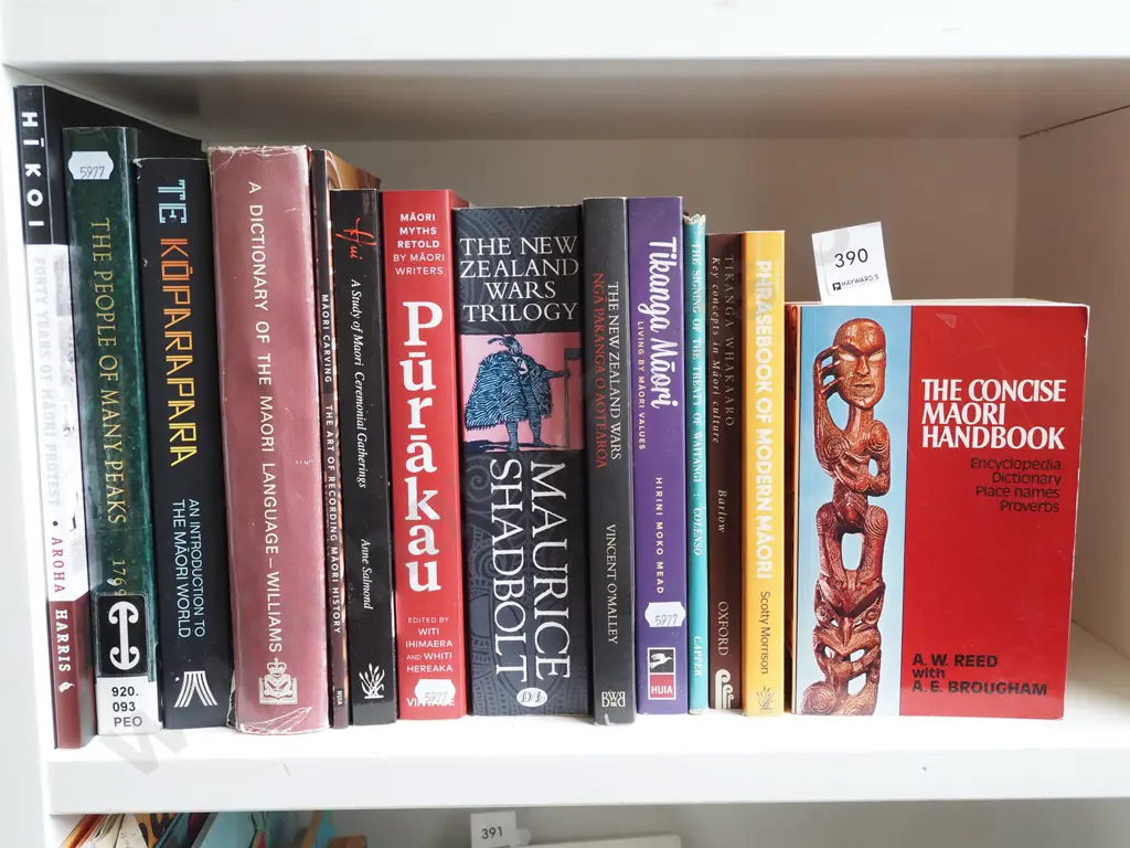 shelf of Maori books Image 1++