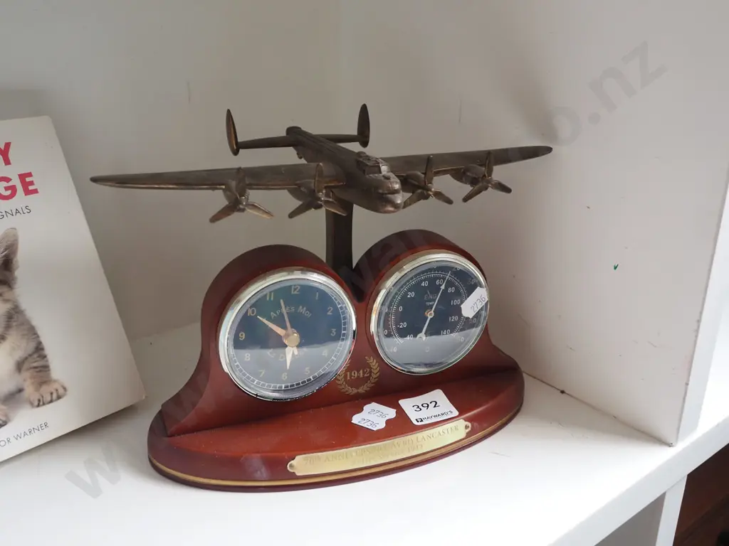 Lancaster bomber themed clock, thermometer Image 1++