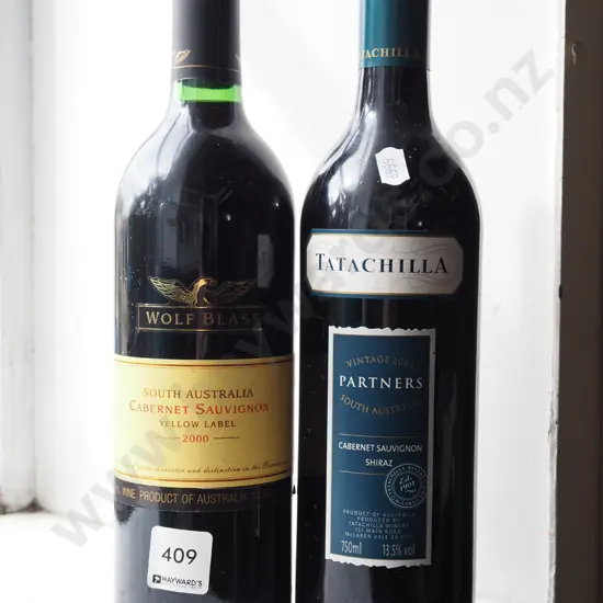 2x bottles of wine; Wolf Blass cabernet savignon 2007, Tatachilla cabernet savignon sirah 2003