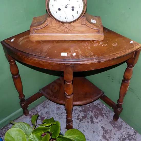 restorer's solid wood turned leg 2 tier corner table H670 W500 D500