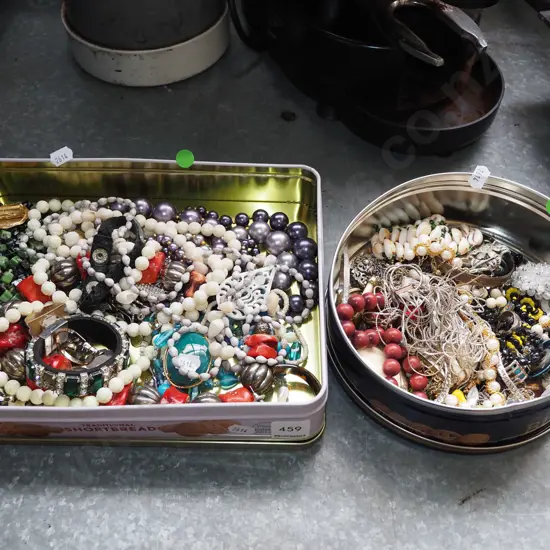 2x tins of costume jewellery