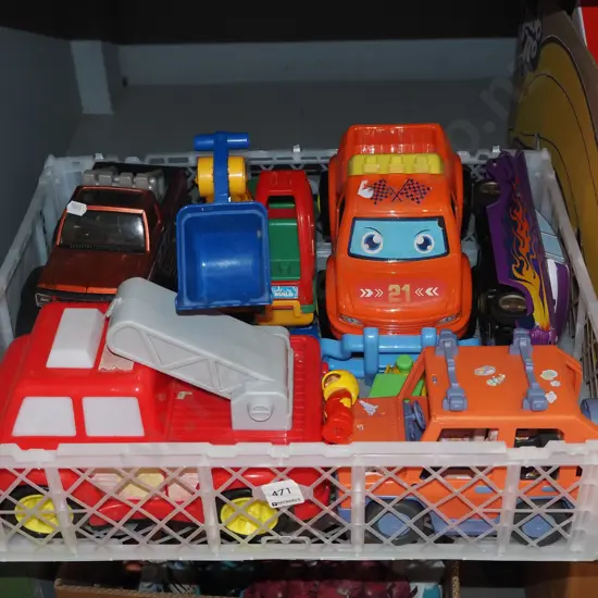 plastic tray of toys