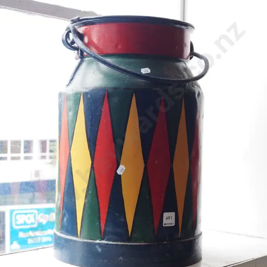 hand painted lidded milk urn