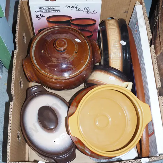 box; Teal ceramic bowls, souffle dishes, casseroles etc