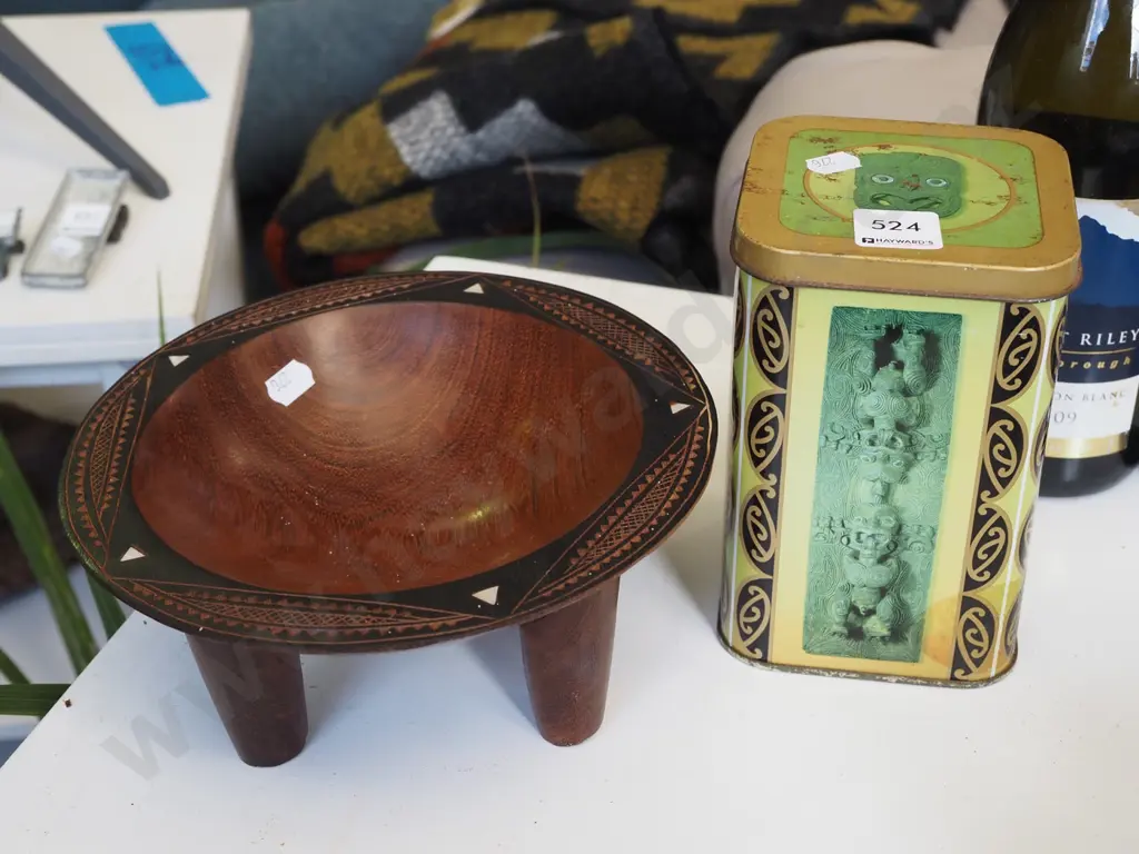vintage tea tin, small souvenir kava bowl Image 1++