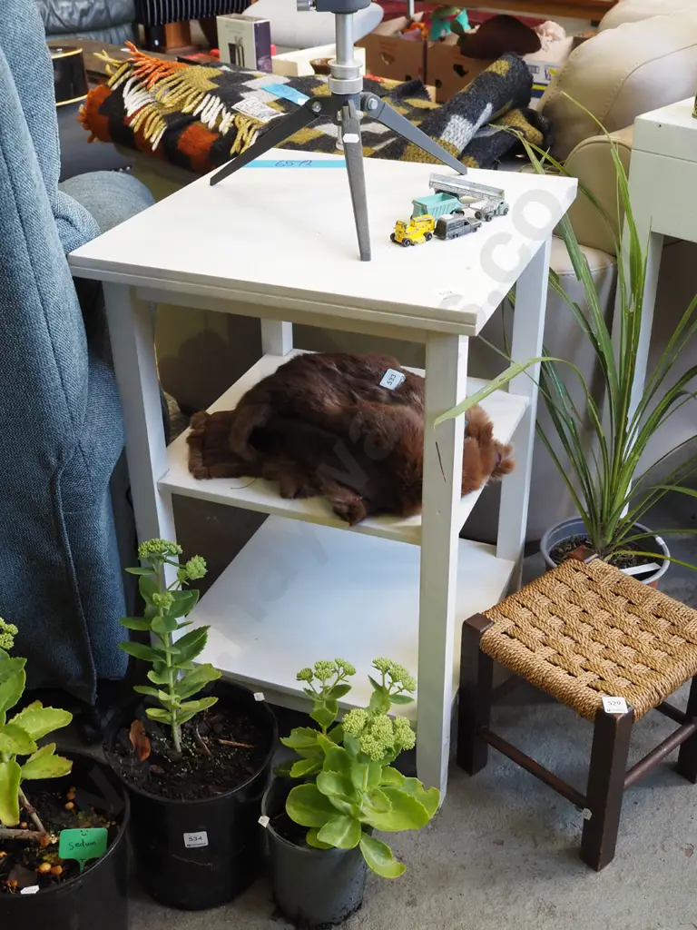 mdf painted 3 tier end table - scuffs H710 W455 D455 Image 1++