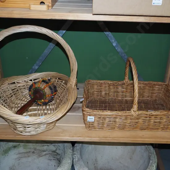 2x cane baskets etc