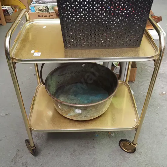 mid century golden alloy tea trolley