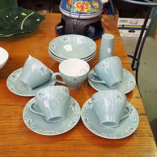 Crown Lyn cups, saucers, bowls, pepper shaker