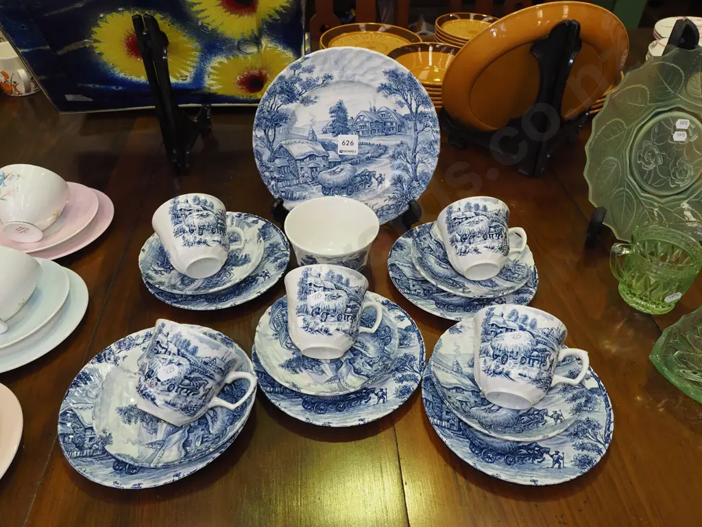 Ridgway blue and white trios, bowl, plate Image 1++