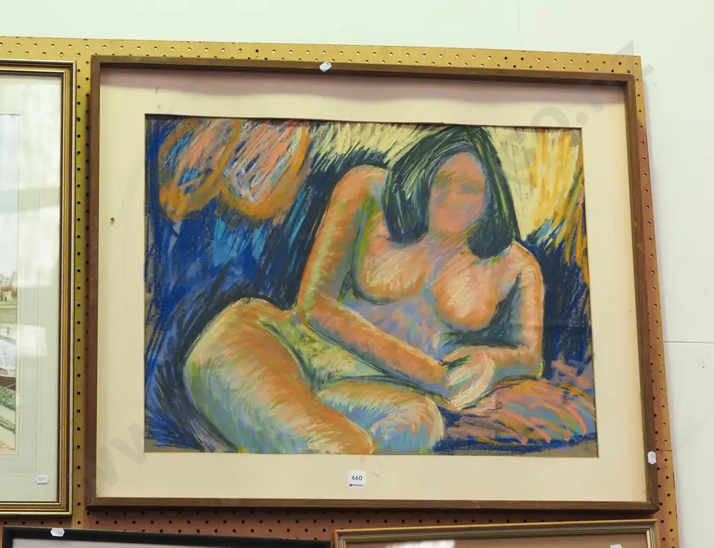 framed pastel - seated nude - no glass Image 1++