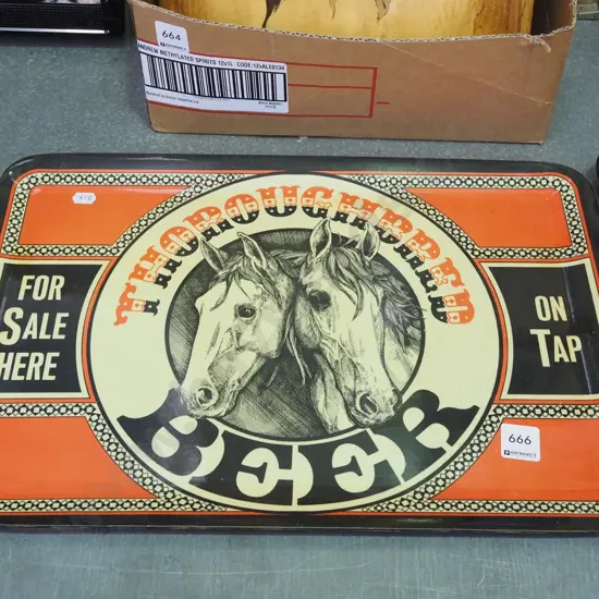 thoroughbred beer advertising tray