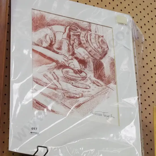 unframed Patricia Tough pastel - wood worker