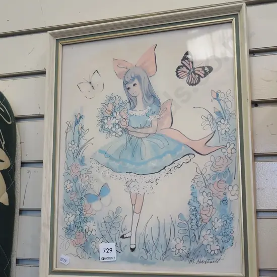 framed print - girl in garden