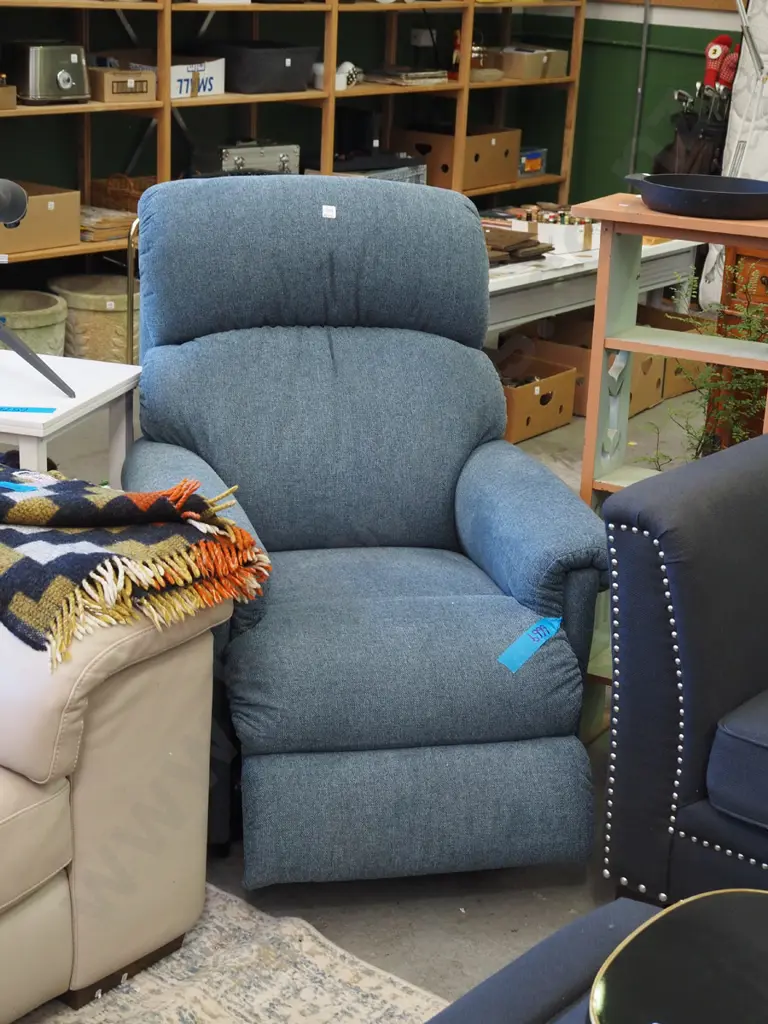 teal upholstered electric reclining armchair  Image 1++