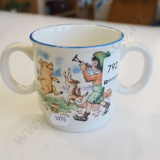 Crown Lynn nursery rhymes double handled cup