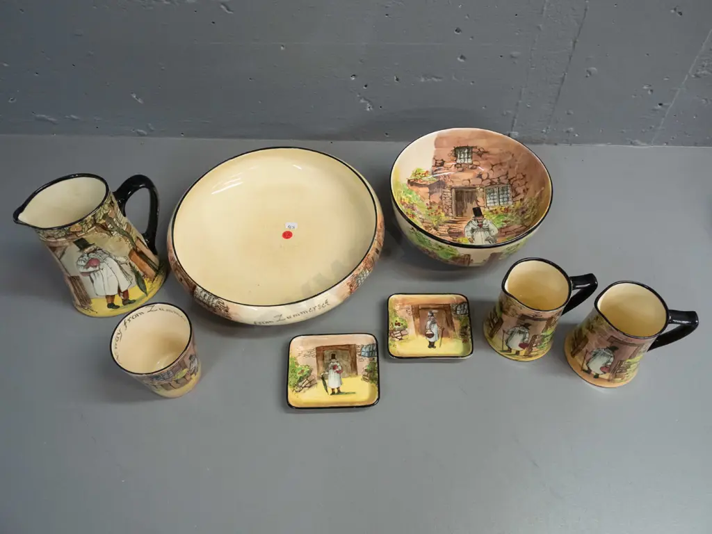 8 pieces Royal Doulton Gaffers ware: Large float or serving bowl D-280, beaker, 3 jugs, 2 pin dishes, one other bowl - Image 1++