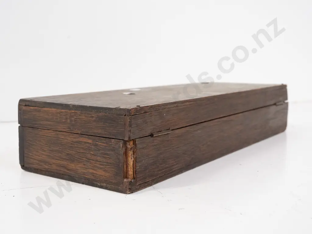 vintage brass telescope marked Dollond London "The Student" and matching tripod stand in fitted oak case. Some damage to Image 1++