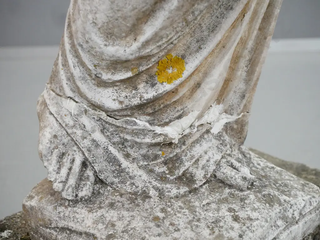 cast concrete classical water carrier garden figure - repaired break to feet area, chip out of base H-1070 W-400 D-220 Image 1++