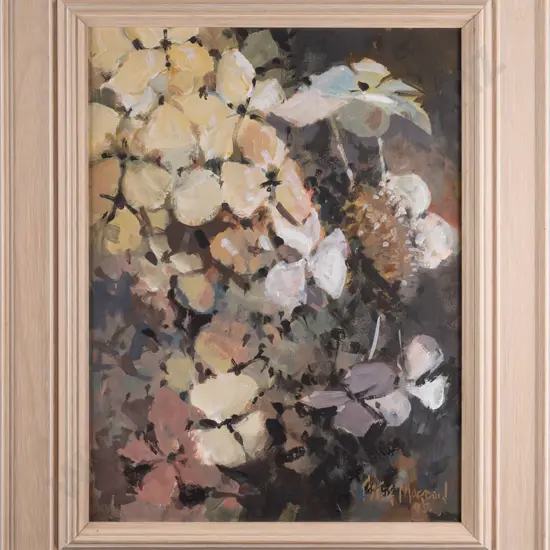 Peter Mardon -- framed oil on board "Hydrangeas" 1995 H-360 W-270